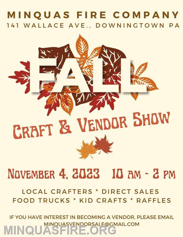 Ladies Auxiliary Hosts Fall Vendor & Craft Show - Minquas Fire Company ...